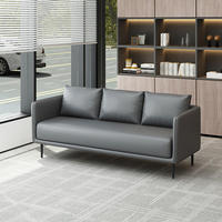 Ensemble canapé 3 places en cuir de style américain moderne et table basse, format compact pour la maison, le bureau, le salon ou la réception professionnelle