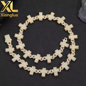 Stylish Flip Cover Cross Maple Leaf Chain Trendy Versatile Zircon Necklace <b>Men</b> High End Jewelry Set - Product Image 5