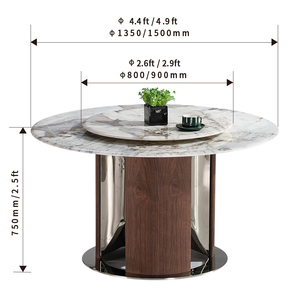2025 muebles modernos de lujo Base de acero inoxidable cocina dos capas 3D piedra de cristal comedor Mesa Redonda juegos 6 sillas - Product Image 6