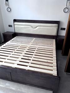 <span class=keywords><strong>Cama</strong></span> doble King de madera de caucho moderna con respaldo suave, caja alta de almacenamiento, marco de madera maciza, juego de muebles de dormitorio para dormitorio principal - Product Image 6