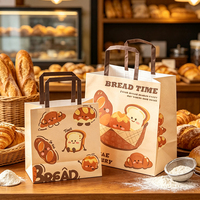 Emballage personnalisé en kraft recyclé imprimé flexo avec poignée renforcée, résistant à la graisse, de qualité alimentaire, logo personnalisable en relief/en creux