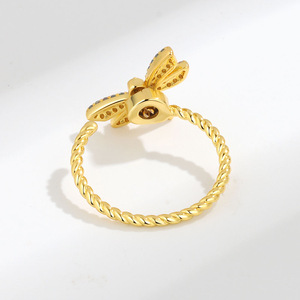 Best Selling <b>Anxiety</b> <b>Ring</b> Micro Insert Pink Blue Zirconia Copper <b>Gold</b> Plated Adjustable Girl's Insects Dragonfly Jewelry - Product Image 4