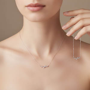 Collier pendentif en or massif 18 carats avec diamant naturel véritable, design incurvé spécial, style tendance populaire de haute qualité, cadeau pour femme - Product Image 6