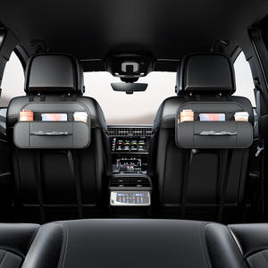 Lujosas bolsas de almacenamiento de cuero negro profundo para coche, organizador colgante para respaldo de asiento, personalizable, 1-3 compartimentos, tejido para guardar y ordenar - Product Image 4
