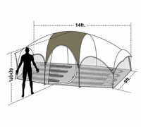 Tente OEM pour 8 personnes, résistante aux intempéries, tente familiale avec 5 grands fenêtres en maille, double couche, rideau divisé, sac de transport portable