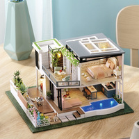Cabaña de Madera DIY Xixi, Casa Pequeña, Villa Grande con Piscina, Doble Capa, para Ocio