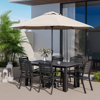 Ensemble de table et de chaises en WPC d'extérieur, mobilier de jardin et de patio, résistant aux intempéries, style rotin, cadre en métal pour balcon, café, restaurant