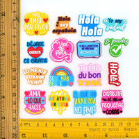 Breloques populaires en PVC souple pour chaussures, accessoires de décoration DIY, breloques 'Hook 'Em Horns', série de phrases espagnoles colorées pour sabots