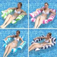 Hamac flottant personnalisé avec logo, à rayures, pour piscine, pour adultes, en PVC gonflable, avec filet, chaise flottante pour piscine