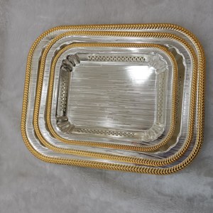 Plateau rond en argent moderne de luxe Shubn, décoration de café, poignée, plateau de service en acier inoxydable 304 pour la décoration de la maison, salon - Product Image 3