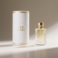 Emballage de parfum de luxe, boîtes en kraft dorées, flacons de parfum ronds, boîte cadeau, tube en papier