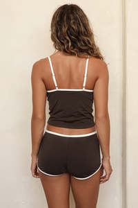 Nouvelle tendance - Ensemble <span class=keywords><strong>de</strong></span> bikini crop top à bretelles contrastées avec short - <span class=keywords><strong>Maillot</strong></span> <span class=keywords><strong>de</strong></span> <span class=keywords><strong>bain</strong></span> deux pièces en spandex et polyester pour femmes - Product Image 2