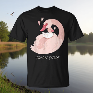 T-shirt Swan Dive pour les amoureux de la nature, rétro, avec oiseaux, lac, danse de ballet - Product Image 3