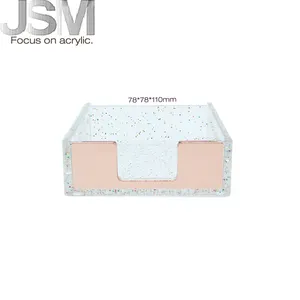 JSM Student Supplies 4x6 Acrylic Note Pad Card Cube Boxes Rose Gold Printed Memo Note Pad Holder