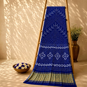 Sari de Seda Gajji de Diseño Ambadal, Sari de Seda Teñido a Mano, Sari Tradicional Indio para Fiestas - Product Image 1