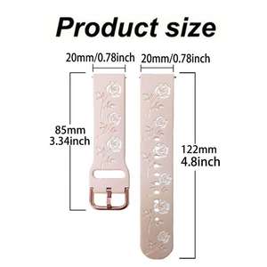 Bracelet de montre en silicone à motif de fleurs roses de 20 mm, compatible avec <span class=keywords><strong>Huawei</strong></span> GT3/GT3 Pro/GT2 Sport, bracelet de remplacement pour montre - Product Image 6