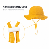 Chapeau de soleil en gaze de coton jaune moutarde personnalisable pour bébé, avec sangle réglable, en mousseline douce, pour tout-petits et enfants