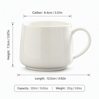 Mug à café en céramique brillante esthétique de 320 ml avec logo personnalisé OEM, vente en gros, tasse à latte en porcelaine mignonne et kawaii pour café, cadeau