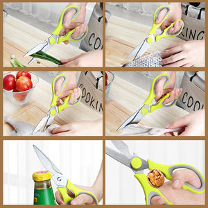 Stainless Steel <b>Kitchen</b> <b>Scissors</b> Greenish Gray Heavy Duty Magnetic Design For Vegetables Food Chicken Bones Refrigerator Storage - Product Image 2