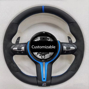 Volante Deportivo Redondo de Cuero con Cubierta de Fibra de Carbono Personalizada para <span class=keywords><strong>BMW</strong></span> <span class=keywords><strong>328i</strong></span> 540i E39 E46 E60 E90 <span class=keywords><strong>F10</strong></span> F15 F22 F16 2008-2019 - Product Image 3