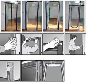 <span class=keywords><strong>Film</strong></span> plastique auto-adhésif en PE souple en forme de C, résistant à l'humidité, avec fermeture éclair pliable, pour barrière anti-poussière de construction - Product Image 3
