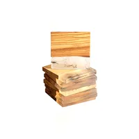 Isolamento térmico artesanal, elegante madeira de azeitona quadrada e resina coaster para beber chá de cerveja