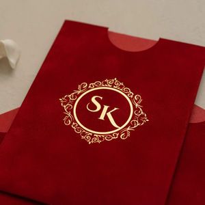 Sobre de terciopelo de lujo con monograma personalizado en lámina dorada, funda para tarjetas de invitación de boda, varios colores para bodas - Product Image 6