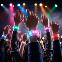 Pulsera Ajustable con Logotipo Personalizado, DMX, NFC, RFID, Recargable Tipo-C, Control de Señal RF 2.4G/433MHz, LED RGB