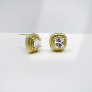 wholesale plata 925 sterling silver Classic Gold Plated earring Everyday Wear bridal Geometric minimalist zirconia stud earrings - Product Image 1
