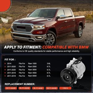 <span class=keywords><strong>Compresor</strong></span> de <span class=keywords><strong>Aire</strong></span> <span class=keywords><strong>Acondicionado</strong></span> 55111444AB Compatible con Dodge Ram 2500 3500 5500 2010-2015 4500 2011-2015 (L6 6.7L) Repuesto - Product Image 2
