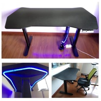 Bureau debout ergonomique à double moteur, extensible, avec panneau en bois, hauteur réglable, éclairage LED, design moderne pour usage commercial et bureautique