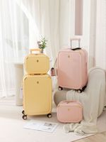 Valise d'avion Verage de chariot éminent de forme ronde jaune avec des ensembles de bagages de roue portent le sac de chariot pour des femmes