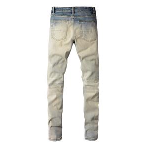 高品質メンズビンテージブルーリップドパッチワーク弾性ストレッチジーンズスリムフィットスキニーストリートウェアY2K卸売Dropshipping - Product Image 6