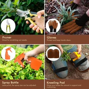 Juego de 10 Herramientas de Jardín de Acero Inoxidable de Alta Resistencia, Mango de Madera Antideslizante, Duraderas, Ergonómicas, Herramientas Manuales para Jardinería - Product Image 5
