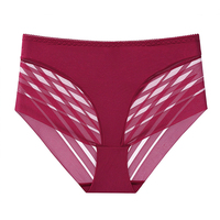 Culottes taille haute pour femmes, coupe intégrale, en maille transparente, couleur unie sur le devant