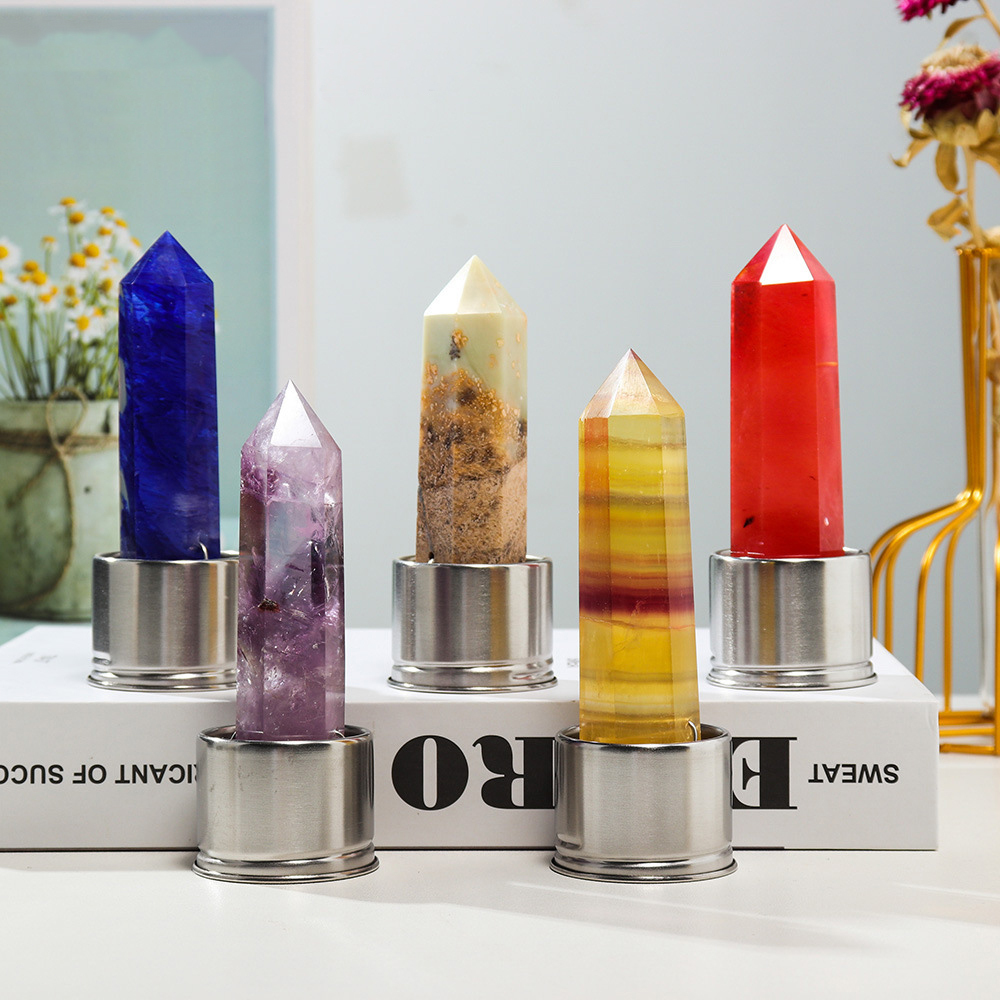 Siete Chakras, Puntos De Cristal Naturales, Torre De Cristal, Obelisco