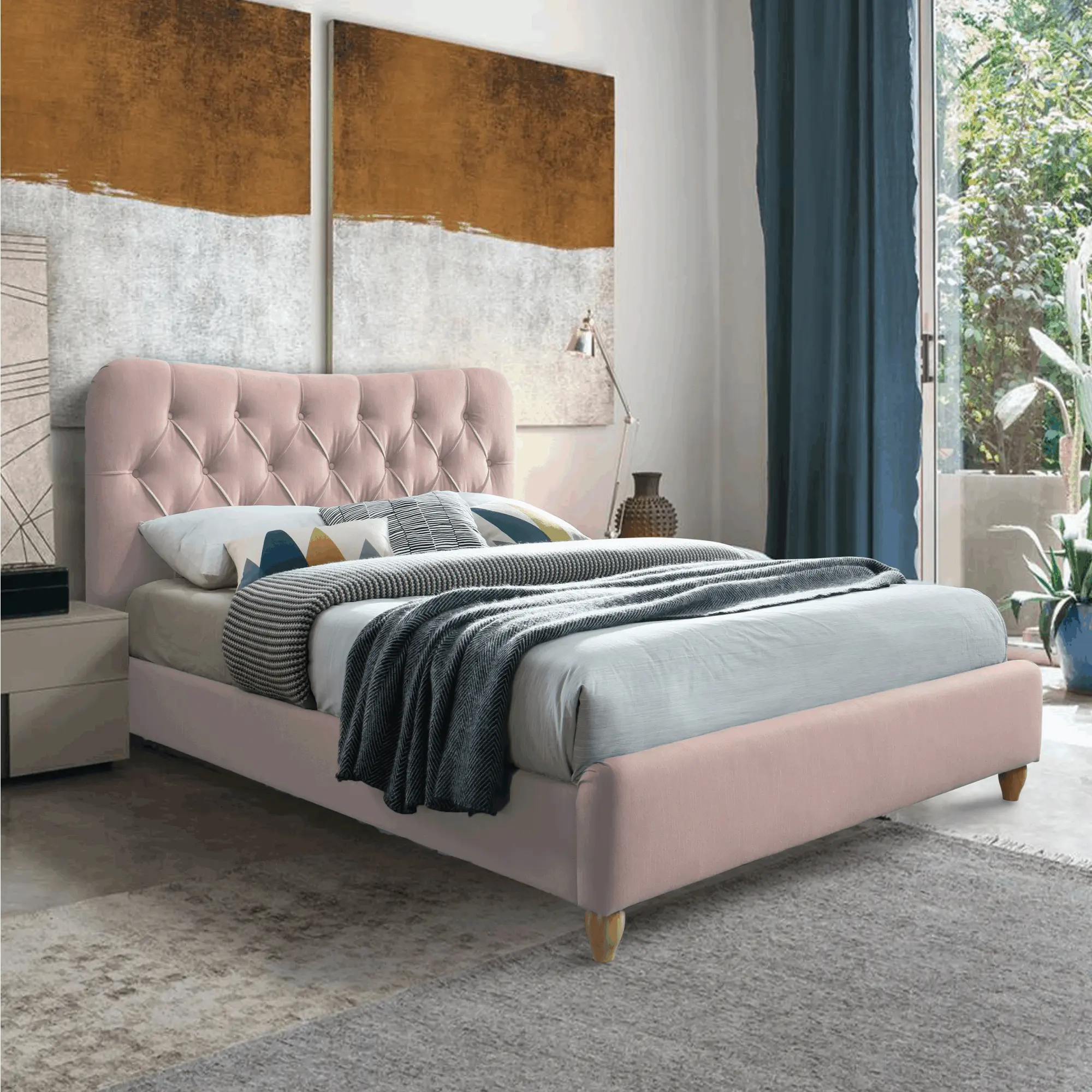 Furnitur kamar tidur utama Jepang minimalis Modern Tatami Double Bed