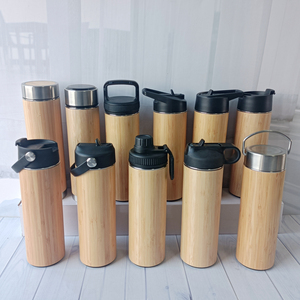 Натуральная Экологически чистая бамбуковая бутылка для воды с двойными стенками и ситечком из нержавеющей стали - Product Image 2