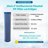 Cartouche filtrante plissée en PP antibactérienne 20*4,5 pouces pour système de filtration d'eau multi-étapes Big Blue pour toute la maison - Moyen-Orient