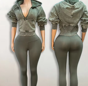 Conjunto Deportivo de Dos Piezas Personalizado para Mujer, Sudadera con Cierre de Cremallera y Pantalones Deportivos para Otoño - Product Image 5
