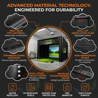 Simulateur de golf gonflable tout-en-un commercial, cabine de frappe intérieure noire avec logo personnalisé pour bureau, club, maison, studio