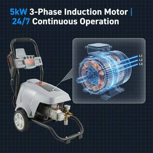 Hidrolavadora Industrial de Alta Presión E-wash 5000W 8HP, 200Bar, 380V, Trifásica, Bomba de Pistón, 14.5L/Min, <span class=keywords><strong>para</strong></span> Construcción y Mantenimiento de Carreteras - Product Image 4