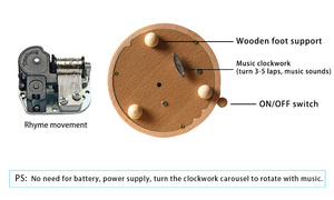 Caja de Música de Madera de Haya Mecánica Hecha a Mano - Diseño Moderno y Ecológico - Product Image 3