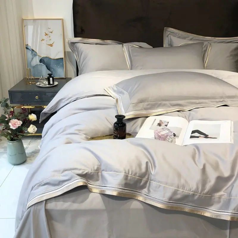 Luxury hotel bedroom premium comforter sets bed sheet bedding whosale supplier