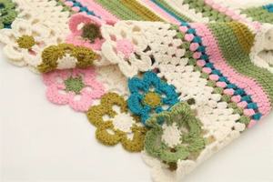Pull <span class=keywords><strong>long</strong></span> pour <span class=keywords><strong>femme</strong></span> en <span class=keywords><strong>crochet</strong></span> personnalisé avec décoration florale, hauts en tricot de printemps, hauts sans manches - Product Image 2