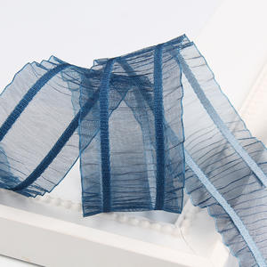 Venta al por mayor 1,5 pulgadas 9 colores listos sola cara plisada cinta de organza transparente para la decoración del cabello - Product Image 5