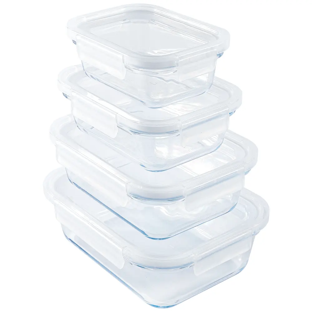 Hot Selling Glass Food Container 4 Set Meal Prep Storage Container With BPA-free Lock Lid