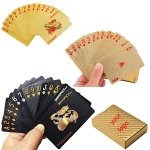 Thẻ Bài Xì Phé Lá Vàng Đen Ngầu Chống Nước Tùy Chỉnh Với Hộp Quà Tặng Pokerkarte Spielen Jouer Au Poker Logo Theo Yêu Cầu Euro D