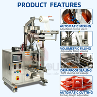 Machine d'emballage automatique verticale pneumatique PLC pour sachets de beurre de cacahuète de 1 à 200 ml avec pesage précis