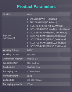Analisador de Motor OBD2 Sem Fio V011 com 1 Ano de Garantia para Diagnóstico de Carros IOS e Android - Product Image 6